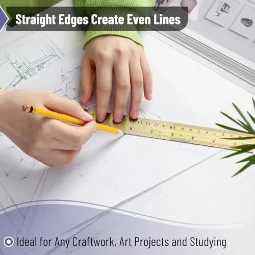 Mr. Pen Metal Straight Edge Ruler, 2 Pack, 6" & 12" | Durable Stainless Steel, Precise Metric & Imperial Measurements thumbnail 4