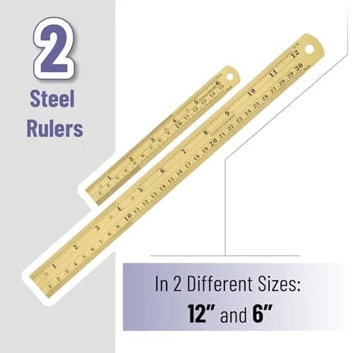 Mr. Pen Metal Straight Edge Ruler, 2 Pack, 6" & 12" | Durable Stainless Steel, Precise Metric & Imperial Measurements thumbnail 2