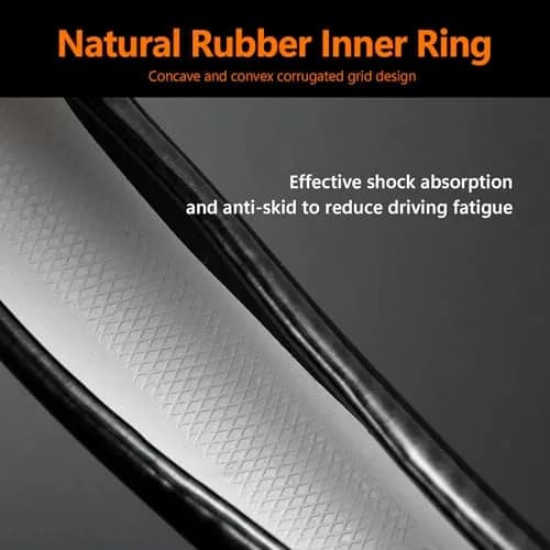 QODOLSI Black D-Shaped Carbon Fiber Leather Steering Wheel Cover | Universal Fit, Breathable, Non-Slip thumbnail 6