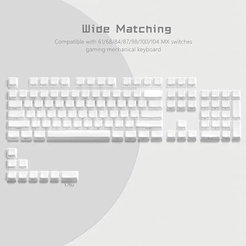 Womier White Lusterfly Jelly Keycaps | 113 Keys Side Printed OEM Profile for MX Switches thumbnail 5