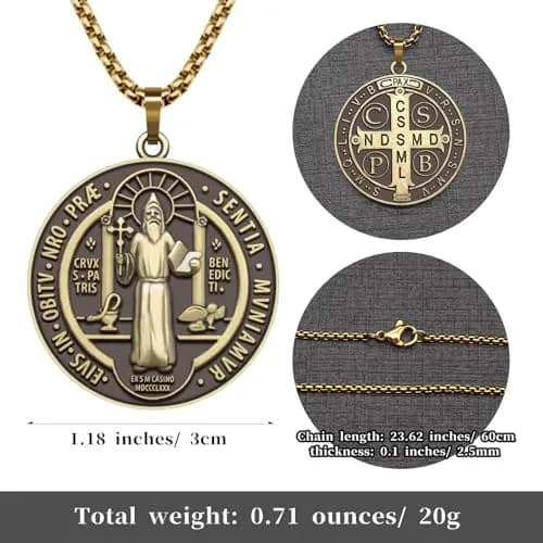 Anwlki St Benedict Necklace Pendant 60cm (23.62in) | Faith & Protection Symbol thumbnail 3