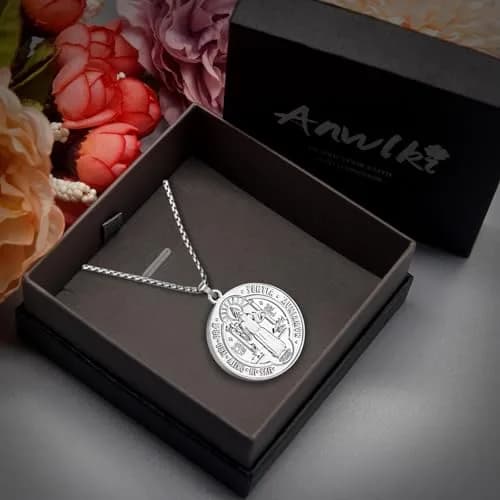 Anwlki St Benedict Necklace Silver Pendant 60cm (23.62in) | Faith Protection Symbol thumbnail 2