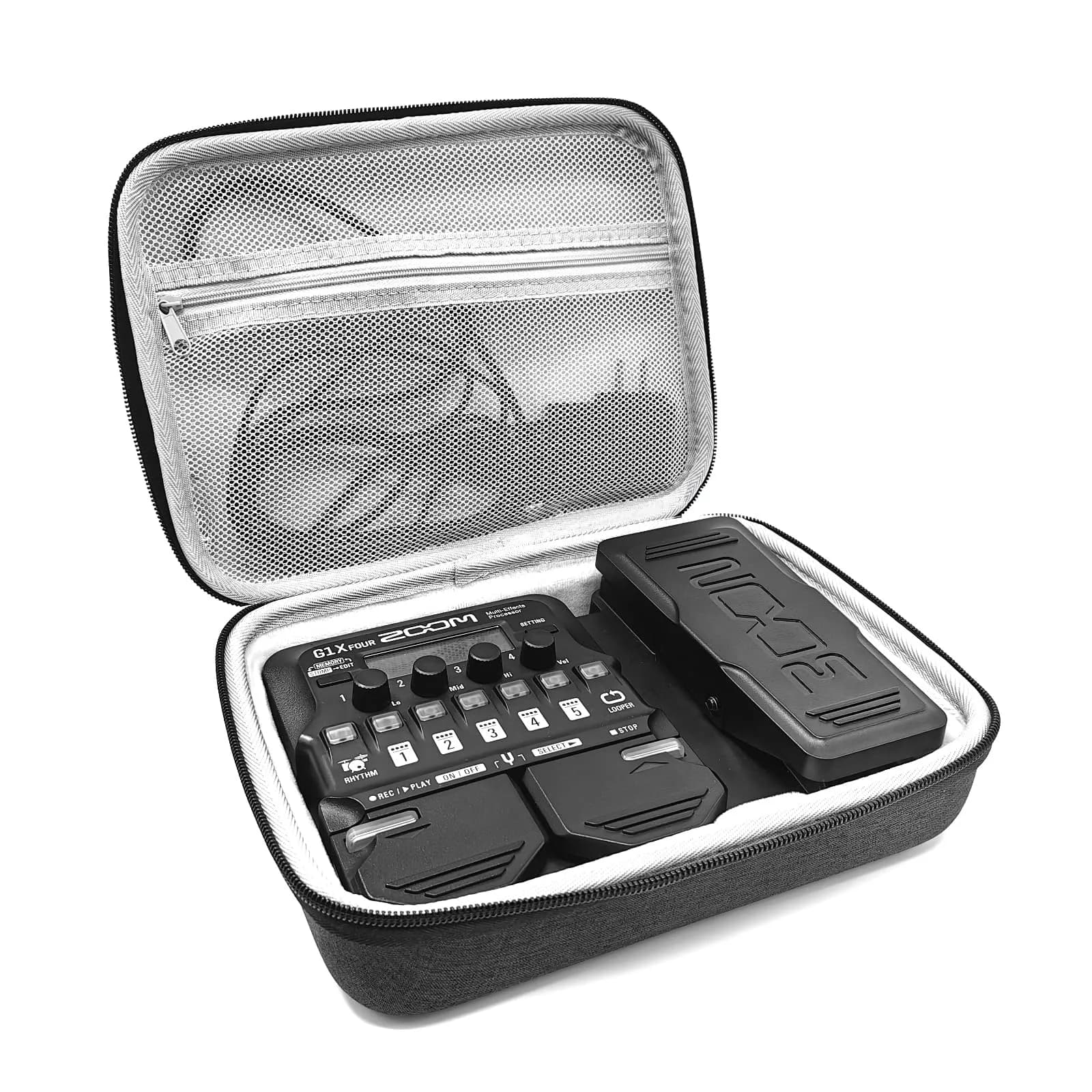 Musiin Premium Velvet Interior HardCase for Zoom G1X Four Pedal | Grey