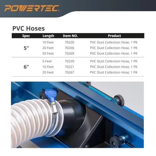 POWERTEC 4" x 20' Dust Collection Hose, 4 Inch Flexible PVC Hose with Steel Wire Reinforcement | 101.6mm (4") Diameter x 6.1m (20') Length thumbnail 7