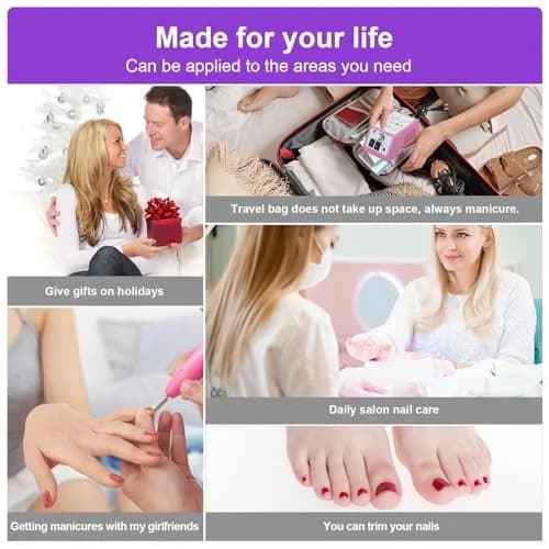 LAVAED Professional Nail Drill Electric Nail File Kit with 156pcs Sanding Bands & Bits, Pink | 20000 RPM, Low Noise, Low Vibration thumbnail 6