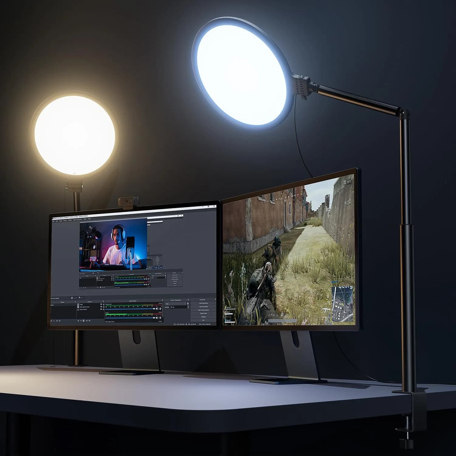 Weilisi 10.2" Desk Ring Light with Stand, 360° Rotate, USB Powered, Adjustable Brightness & Color, for Home Office & Content Creation - main product image