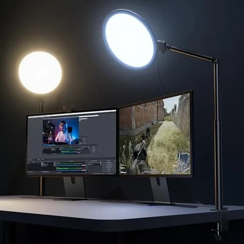Weilisi 10.2" Desk Ring Light with Stand, 360° Rotate, USB Powered, Adjustable Brightness & Color, for Home Office & Content Creation thumbnail 1
