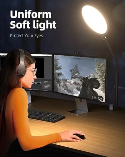 Weilisi 10.2" Desk Ring Light with Stand, 360° Rotate, USB Powered, Adjustable Brightness & Color, for Home Office & Content Creation thumbnail 4