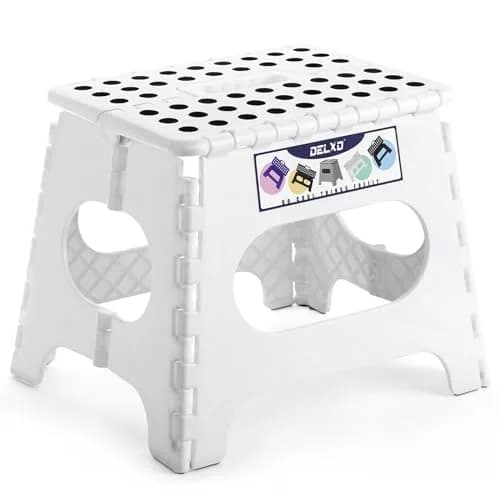 Delxo Folding Step Stool 11 Inch White 1 Pack | Sturdy & Safe for Kids and Adults thumbnail 1