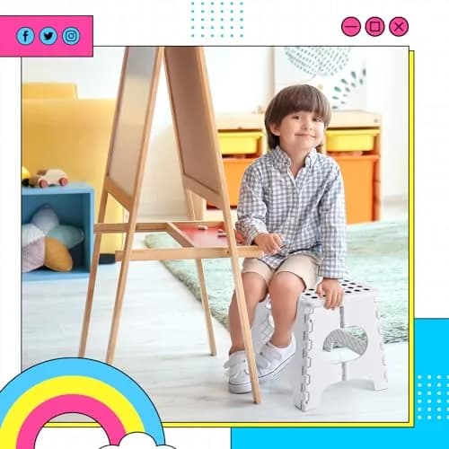 Delxo Folding Step Stool 11 Inch White 1 Pack | Sturdy & Safe for Kids and Adults thumbnail 4