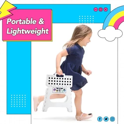 Delxo Folding Step Stool 11 Inch White 1 Pack | Sturdy & Safe for Kids and Adults thumbnail 2