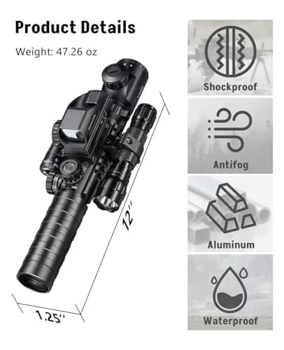 MidTen 3-9x32 5-in-1 Scope Combo with Dual Illuminated Rangefinder, Laser Sight, Red Dot, Flashlight, 20mm Mount | Versatile Rifle Scope thumbnail 5