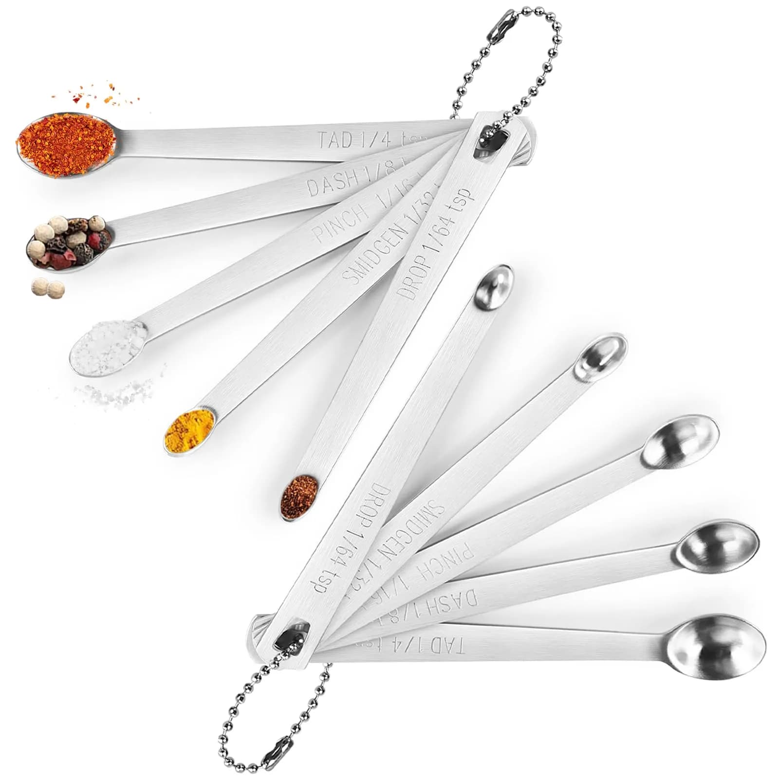 Esie Houzie Mini Measuring Spoons Set 10pcs, Drop, Smidgen, Pinch, Dash, Tad | Tiny Amounts for Baking & Spices