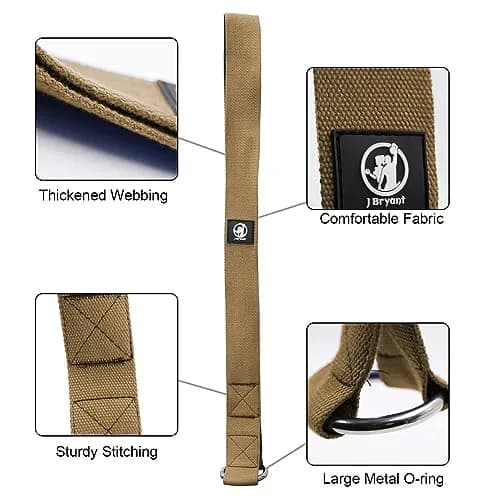 J Bryant Arm Wrestling Training Strap Belt Hand Grip with Stainless Steel Ring for Wrist Forearm Biceps Workouts - Khaki (26.4 inches) thumbnail 3
