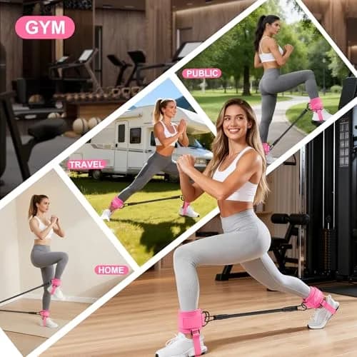 HPYGN Adjustable Ankle Strap for Cable Machine, Gym Ankle Cuffs for Glute Kickbacks & Leg Extensions (Pink, Pair) thumbnail 8