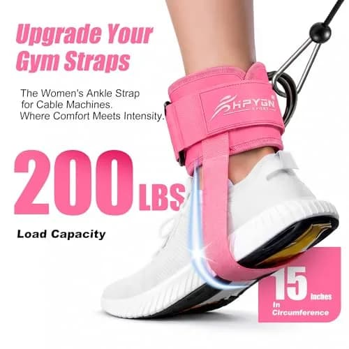 HPYGN Adjustable Ankle Strap for Cable Machine, Gym Ankle Cuffs for Glute Kickbacks & Leg Extensions (Pink, Pair) thumbnail 2