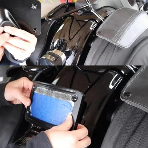 SoCiMa License Plate Attachment with Frame Compatible with Harley Davidson 3 Hole Mount (Black) | Customizable thumbnail 4