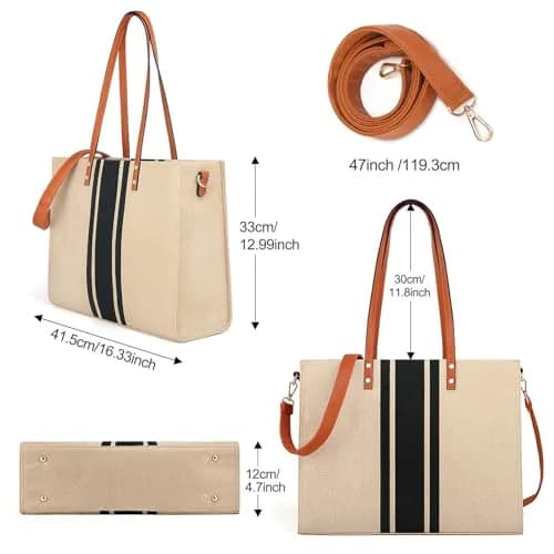BOLOSTA Laptop Tote Bag for Women Fits 15.6 Inch | Large Canvas Work Tote for Travel & Daily Use thumbnail 4