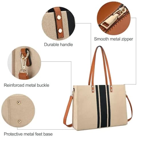 BOLOSTA Laptop Tote Bag for Women Fits 15.6 Inch | Large Canvas Work Tote for Travel & Daily Use thumbnail 5