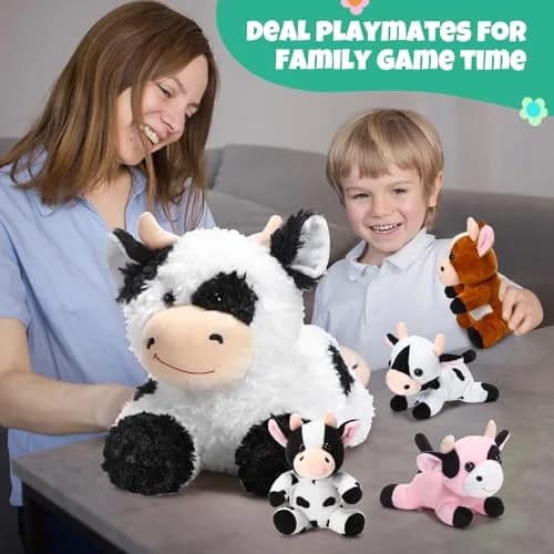 Shappy 5-in-1 Cow Stuffed Animal Set | 14" Large Plush for Kids thumbnail 5