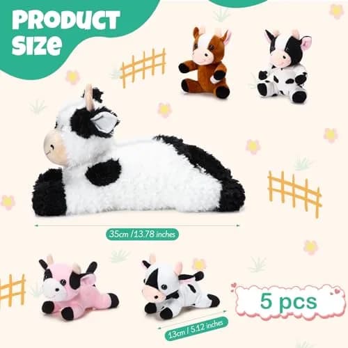 Shappy 5-in-1 Cow Stuffed Animal Set | 14" Large Plush for Kids thumbnail 2