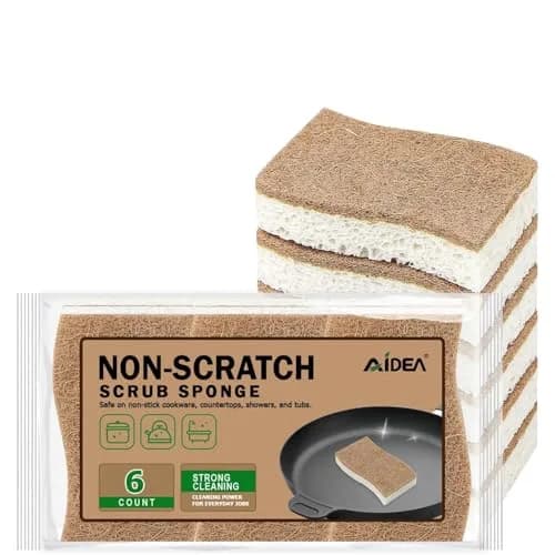 AIDEA Natural Cellulose & Sisal Fiber Sponges, 6-Count Pack | Eco-Friendly Kitchen Cleaning Power thumbnail 1