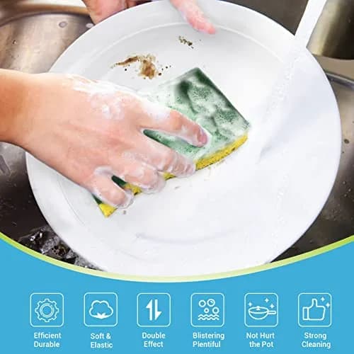 AIDEA Heavy Duty Scrub Sponges 6 Count (156g total) | Natural Cellulose for Dishes & Kitchen Cleaning thumbnail 2