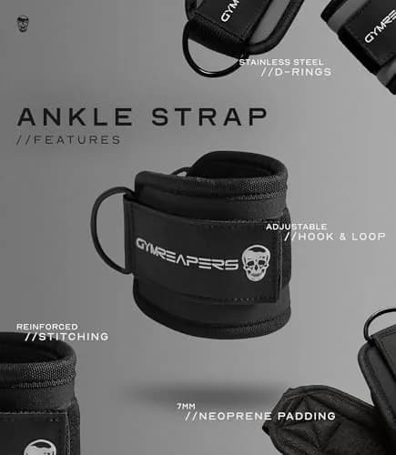 Gymreapers Ankle Strap (Single) for Cable Machine & Glute Workouts | Adjustable Leg Strap with Neoprene Padding (Black, Single) thumbnail 8