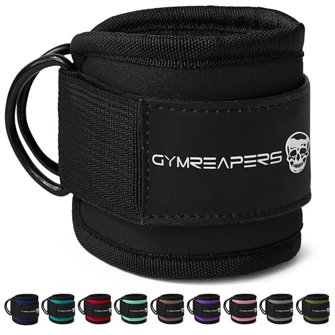 Gymreapers Ankle Strap (Single) for Cable Machine & Glute Workouts | Adjustable Leg Strap with Neoprene Padding (Black, Single) thumbnail 2