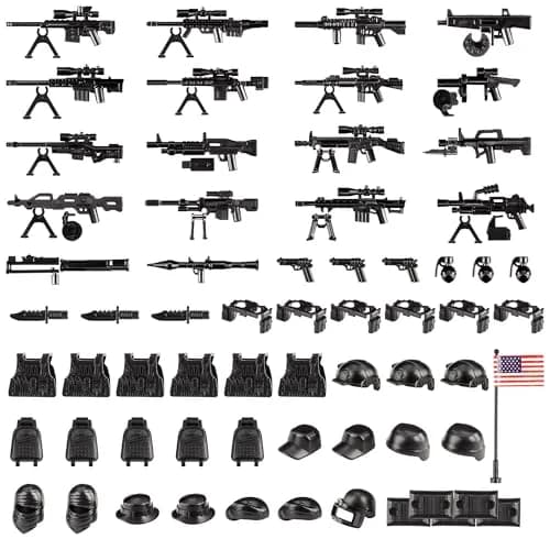 MaozyHomie US Army Battle Toy Set Weapons Pack 83 Pcs | Compatible with Major Brands thumbnail 1