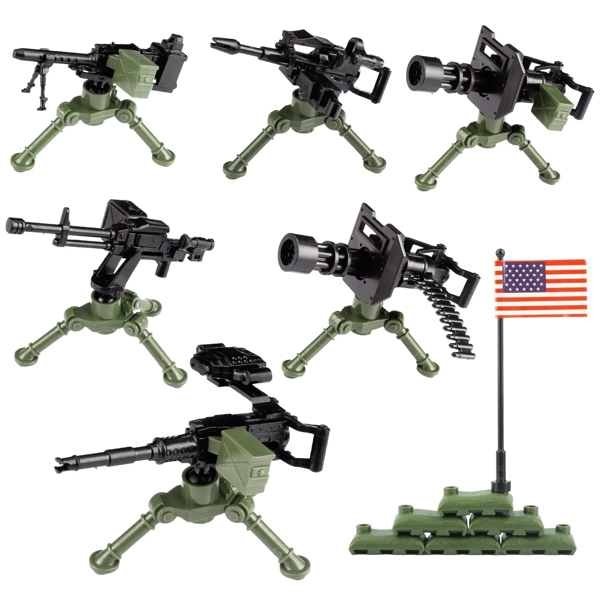 MaozyHomie Toy Weapons Accessories Pack Military U.S 5 Types Heavy Weaponry Building Blocks Compatible with Major Brands