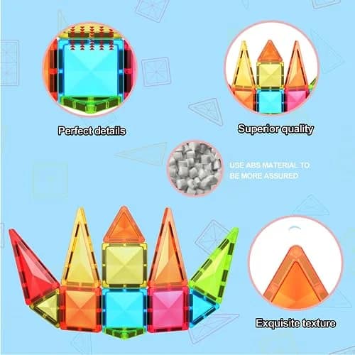 PicassoTiles Magnetic Tile 24pc Mini Diamond Set | Travel Size STEM Educational Toy for Kids 3+ thumbnail 2
