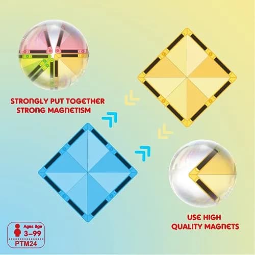 PicassoTiles Magnetic Tile 24pc Mini Diamond Set | Travel Size STEM Educational Toy for Kids 3+ thumbnail 3