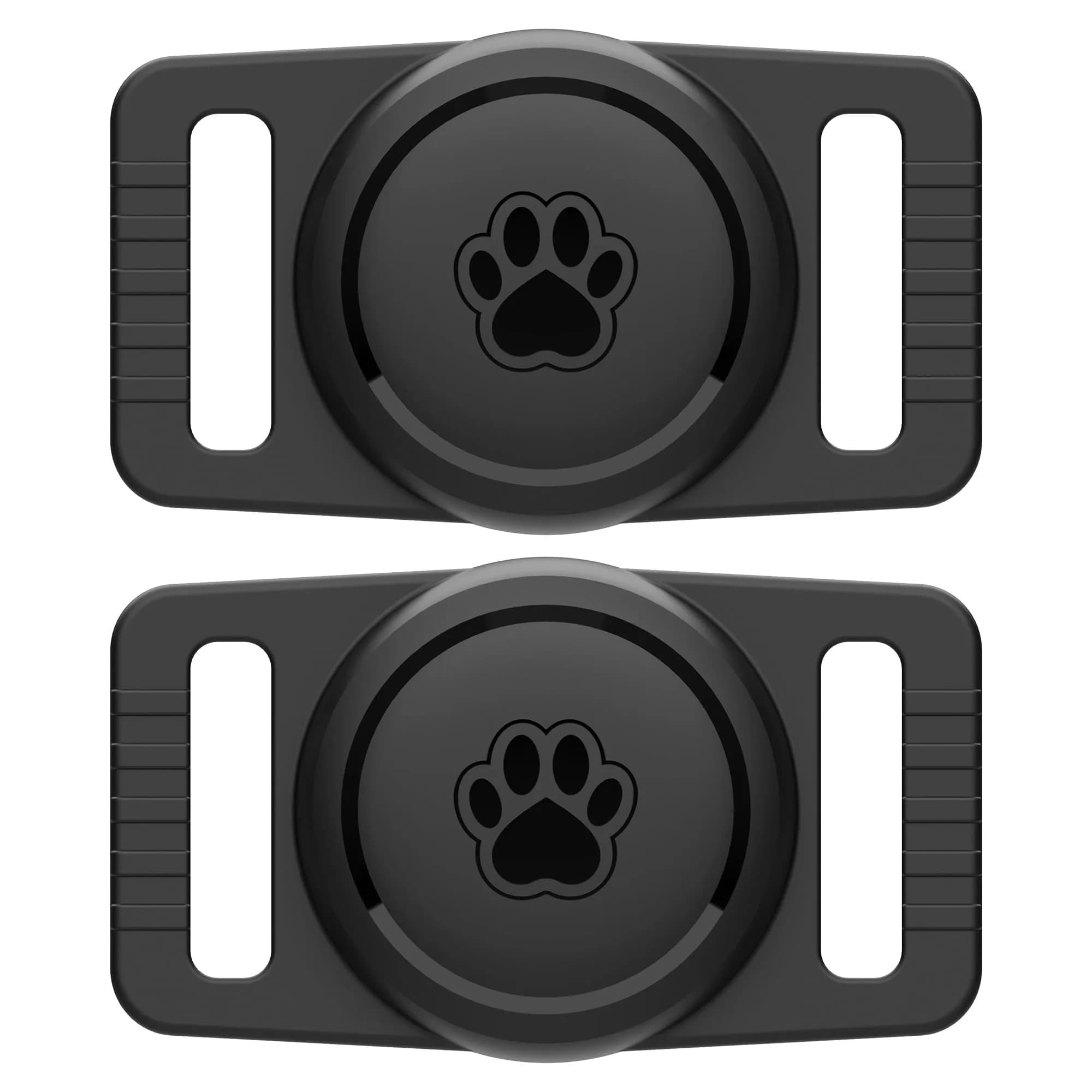 GOCII AirTag Dog Collar Holder 2 Pack, Waterproof Silicone AirTag Case for Apple AirTag (Gen 1 & 2) | Black - main product image