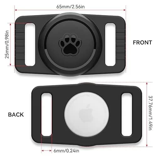 GOCII AirTag Dog Collar Holder 2 Pack, Waterproof Silicone AirTag Case for Apple AirTag (Gen 1 & 2) | Black thumbnail 4