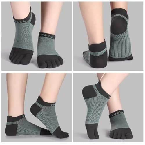 VWELL Cotton Toe Socks Five Finger Socks No Show Crew Athletic Running Socks 4 Pairs,Size 7-11 | Moisture Wicking & Breathable thumbnail 2