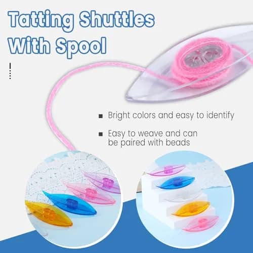 BUTUZE 15 PCS Tatting Shuttle Kit for Beginners | Durable Plastic & Beading Needles (15 pcs, Assorted Colors) thumbnail 3