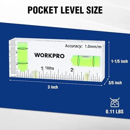 WORKPRO 3 Inch Magnetic Pocket Level with 90°/180° Bubbles | Accurate Level Tool for DIY & Professionals thumbnail 2