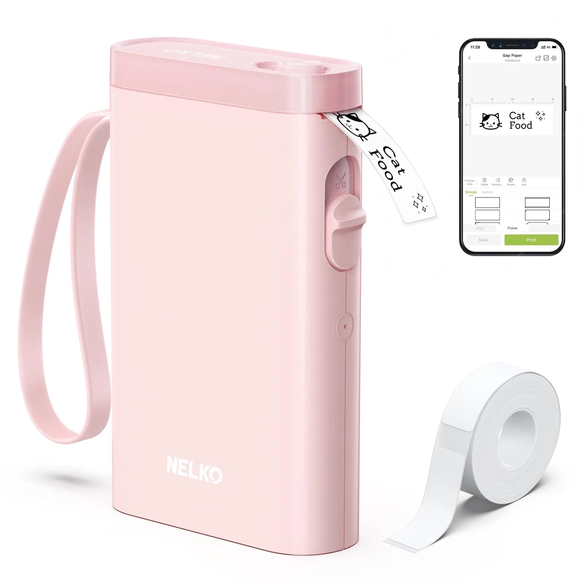 Nelko P21 Bluetooth Label Maker | 203 DPI High-Resolution Portable Printer — Pink