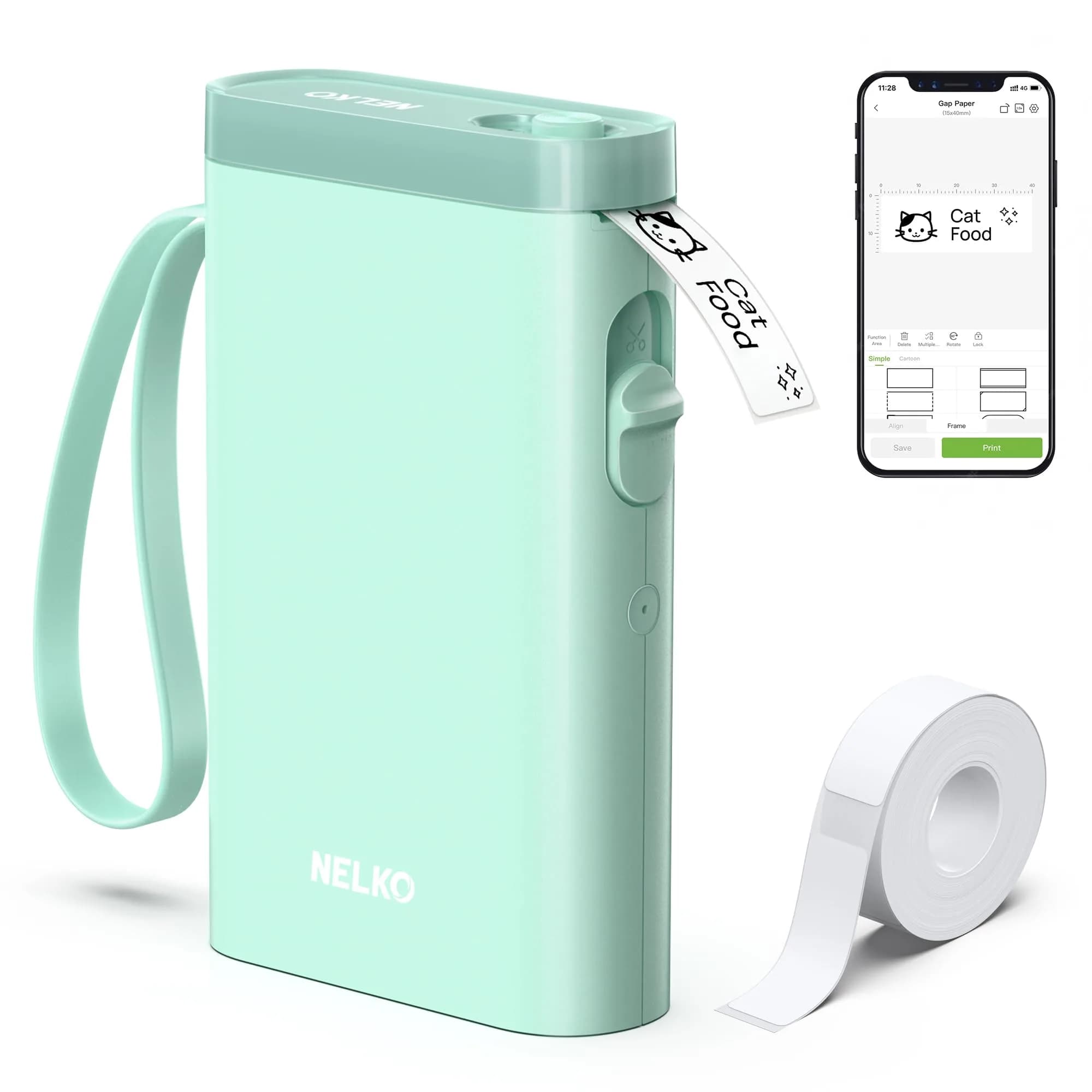 Nelko P21 Bluetooth Label Maker | 203 DPI High-Resolution Portable Printer — Green