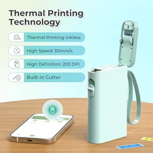 Nelko P21 Bluetooth Label Maker Machine with Tape, Green | Portable, Inkless Printing, 203 DPI thumbnail 4