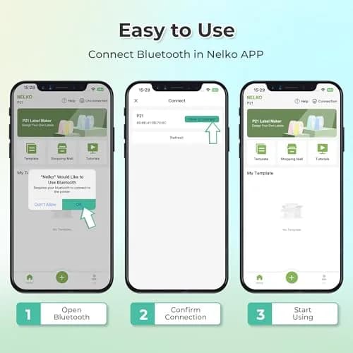 Nelko P21 Bluetooth Label Maker Machine with Tape, Green | Portable, Inkless Printing, 203 DPI thumbnail 5