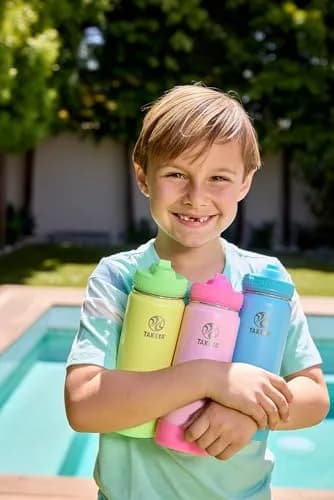Takeya Actives Kids Water Bottle 18 oz Stainless Steel | Double Wall Insulation BPA-Free Leakproof Straw Lid thumbnail 5