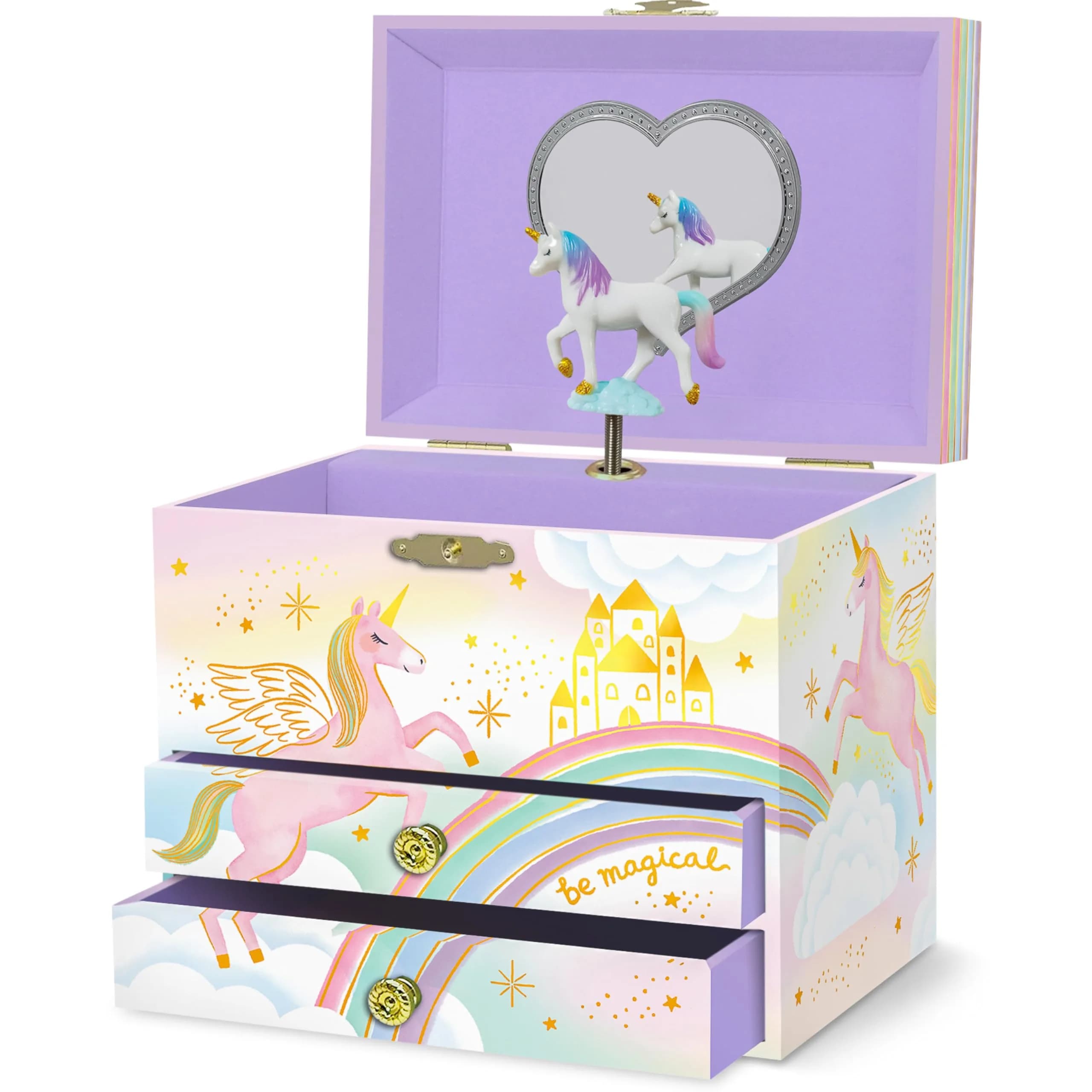 Giggle & Honey Musical Unicorn Jewelry Box for Girls, 17.1 x 13.3 x 15.2 cm | Dancing Unicorn Figure - main product image