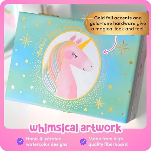 Giggle & Honey Musical Unicorn Jewelry Box for Girls, 17.1 x 13.3 x 15.2 cm | Dancing Unicorn Figure thumbnail 8