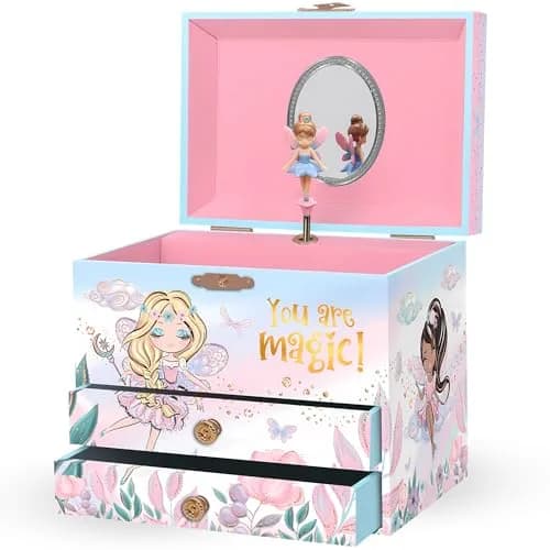 Giggle & Honey Musical Fairy Jewelry Box for Girls 17cm (6.75 in) | Plays 'Dance of the Sugar Plum Fairy' thumbnail 1