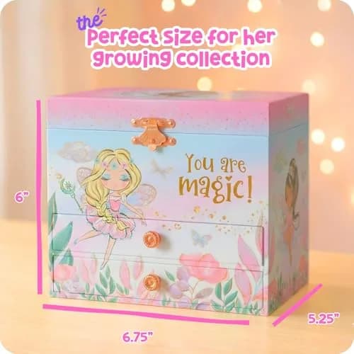 Giggle & Honey Musical Fairy Jewelry Box for Girls 17cm (6.75 in) | Plays 'Dance of the Sugar Plum Fairy' thumbnail 2