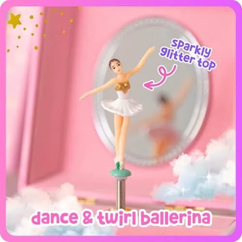 Giggle & Honey Musical Ballerina Jewelry Box for Girls, 16.9cm x 13.5cm x 15.2cm (6.75 x 5.25 x 6 in) | Twirling Ballerina Music Box for Kids Ages 3-10 thumbnail 5