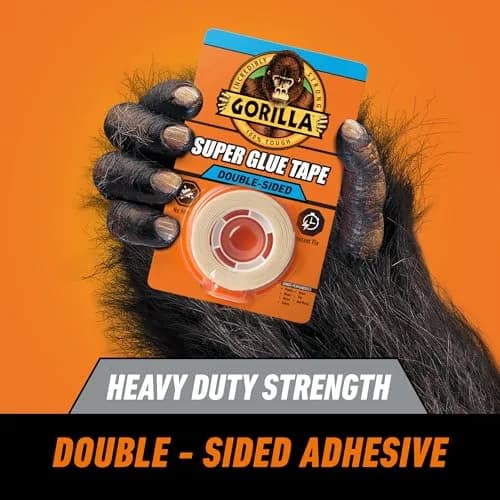 GORILLA Super Glue Tape High Tack Double Sided Clear 5/8in x 20ft | Permanent Adhesive for Wood, Metal, Fabric, Glass, Tile, Plastic thumbnail 4