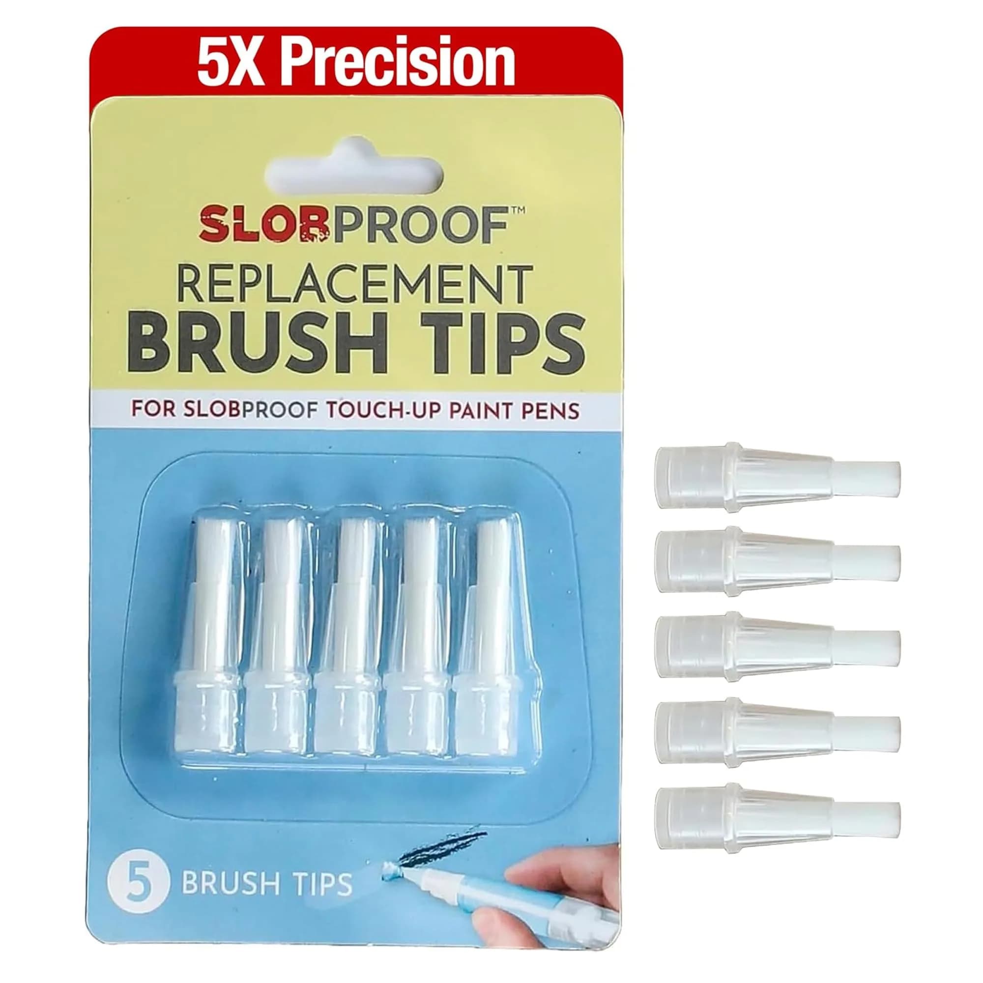 Slobproof Replacement Brush Tips for Refillable Touch-Up Paint Pens | Precision, Durable & Reusable - main product image